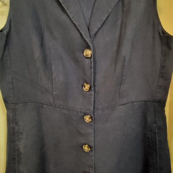 RW&CO - Buttoned-Down Sleeveless Linen-Blend Dress Tailored Collar- Size 12 - Picture 5 of 6
